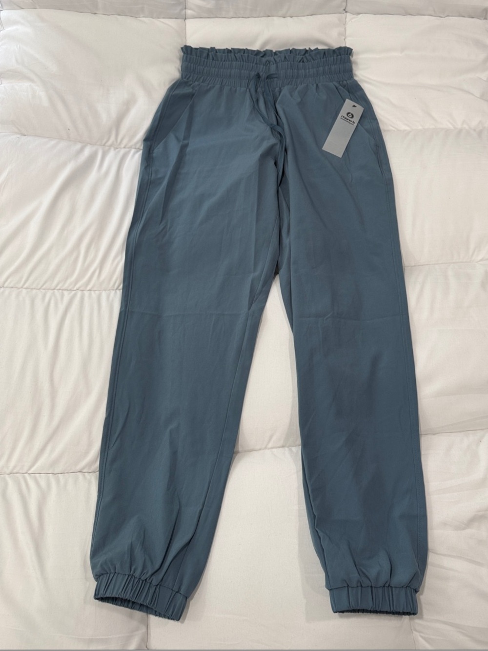 Mona B Slate Blue Elastic-Waist Joggers